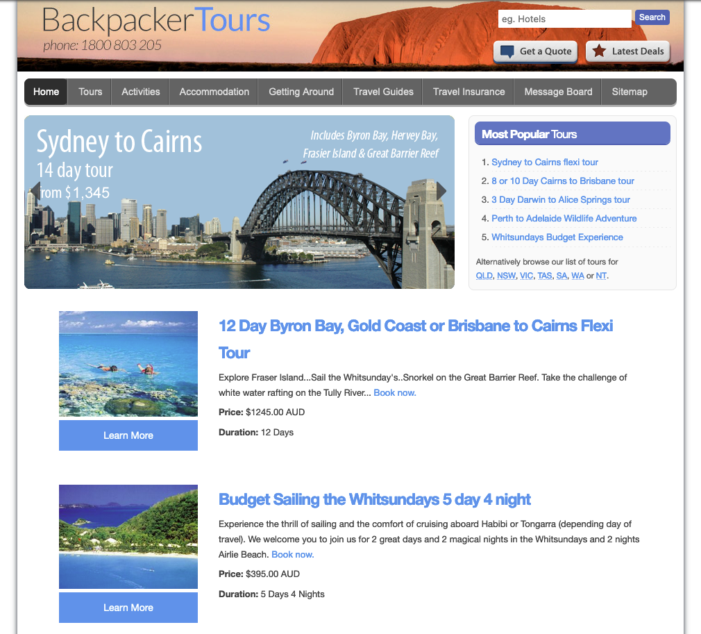 Backpacker Tours in May 2015